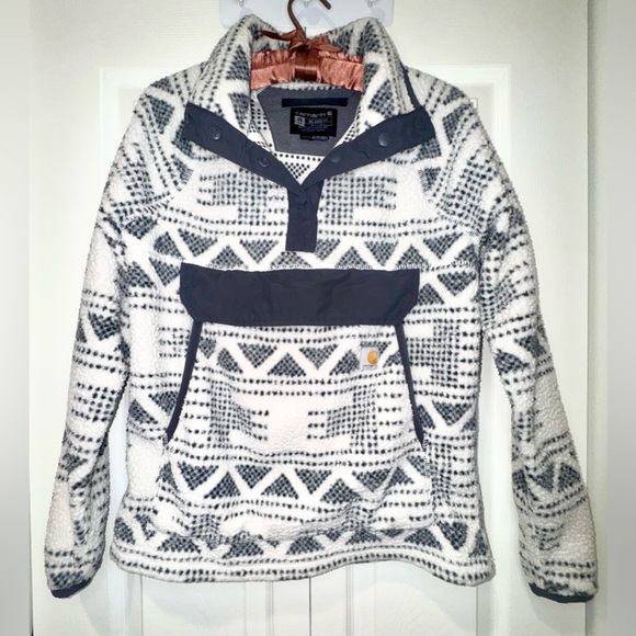 Carhartt WOMEN'S FLEECE SNAP FRONT PULLOVER - RELAXED FIT size XS 0-2 GUC. - Picture 1 of 11